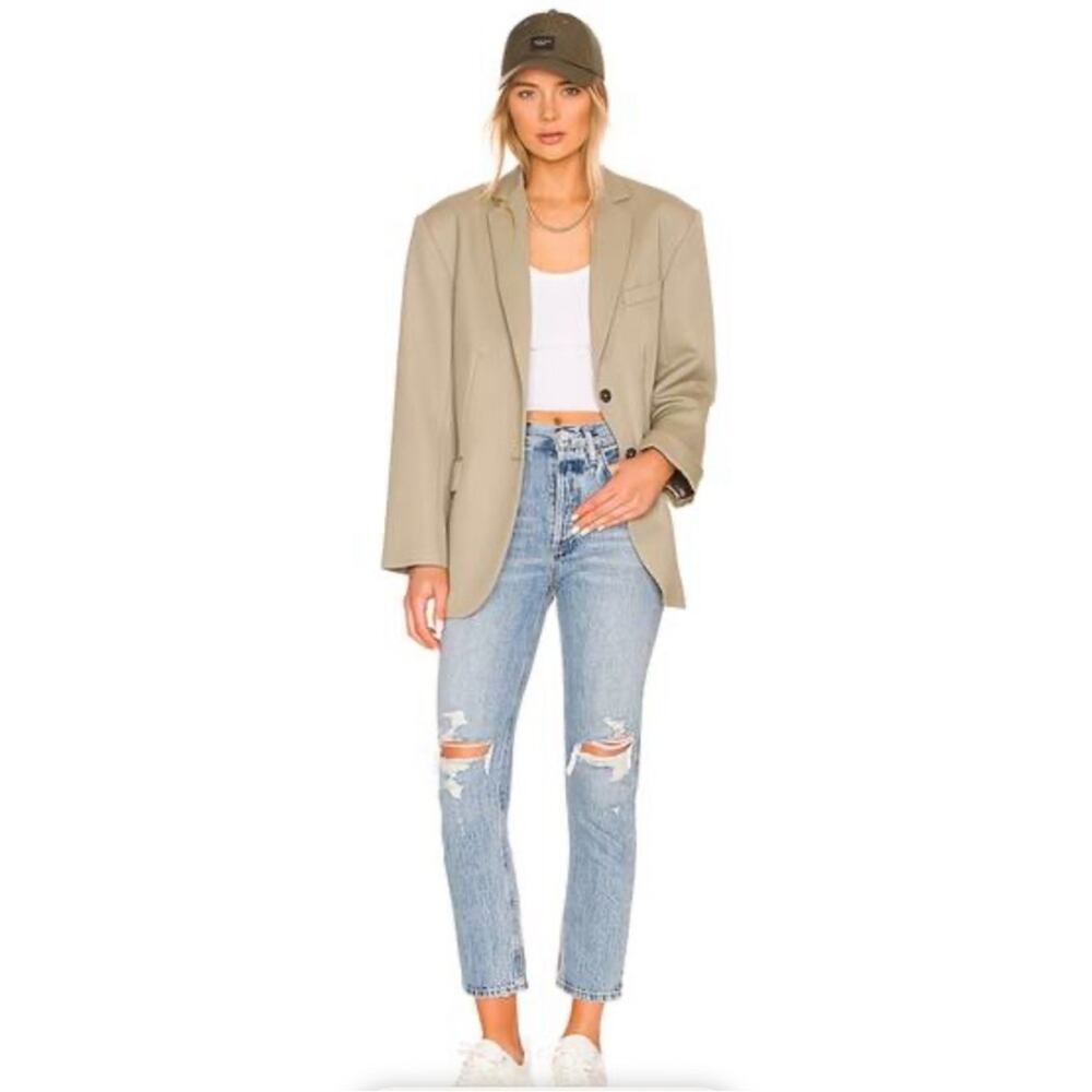 AGOLDE Riley High Rise Straight Crop Distressed Ripped Knee Jeans Size 31
